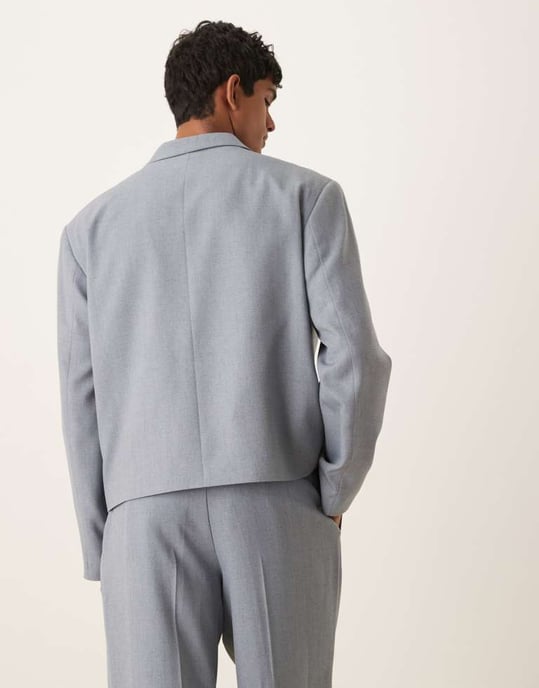 ASOS DESIGN dubbelknäppt boxy kostymjacka i blått - Image 4