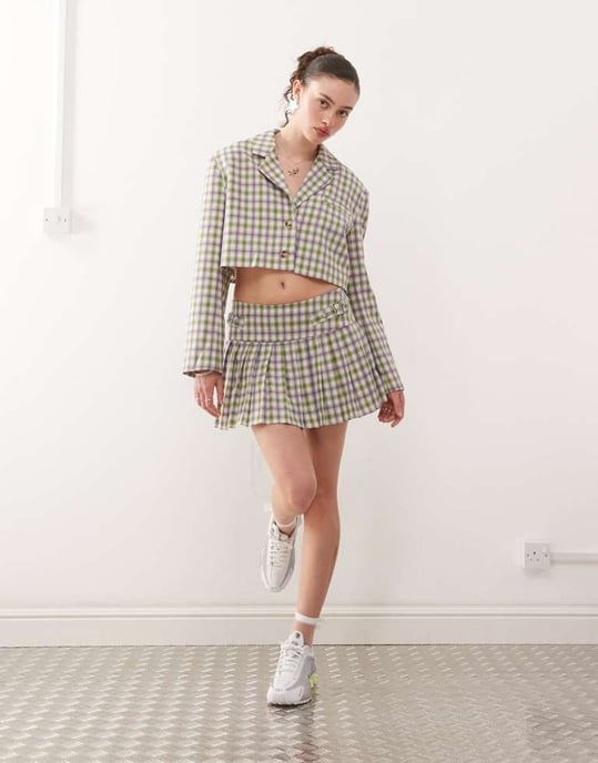 COLLUSION skräddarsydd 90-tals crop blazer co-ord i rutigt - Image 2