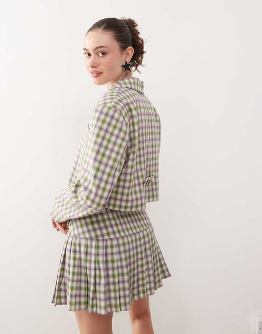 COLLUSION skräddarsydd 90-tals crop blazer co-ord i rutigt - Image 3