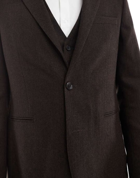 ASOS DESIGN ullrik slim fit kavaj i brun herringbone - Image 3