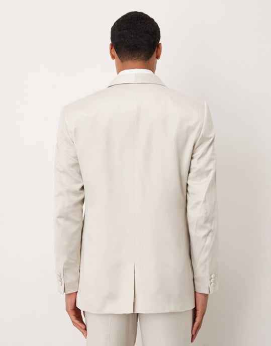 ASOS DESIGN regular kavaj i beige satin - Image 3