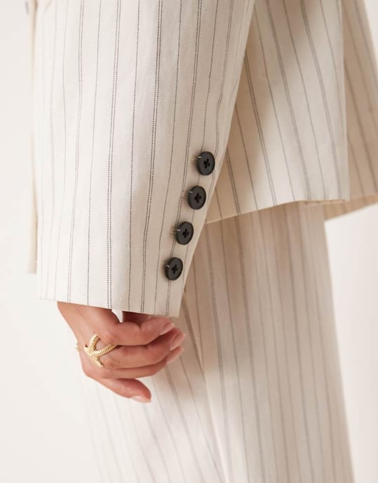 ASOS DESIGN oversized boxy blazer-set i linne med randar - Image 2