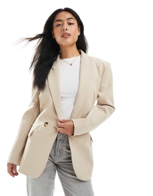 ASOS DESIGN blazern med knytning i midjan i kamelfärg - Image 3
