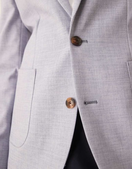ASOS DESIGN skinny blazer i blå kryssmönster - Image 2