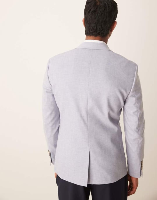 ASOS DESIGN skinny blazer i blå kryssmönster - Image 4