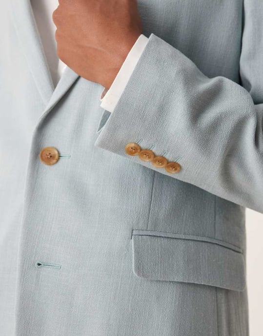 ASOS DESIGN smal kostymjacka i ljust blått linne med mikrotäckning - Image 2