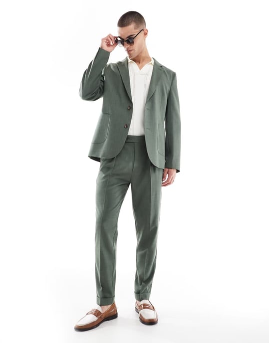 ASOS DESIGN smal sommarsakko i grön kryssrandig - Image 2
