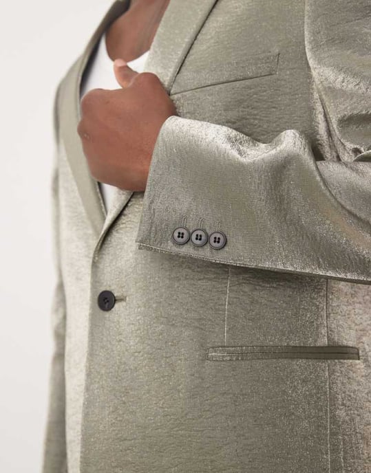ASOS DESIGN smal kostymjacka i silvermetall - Image 3