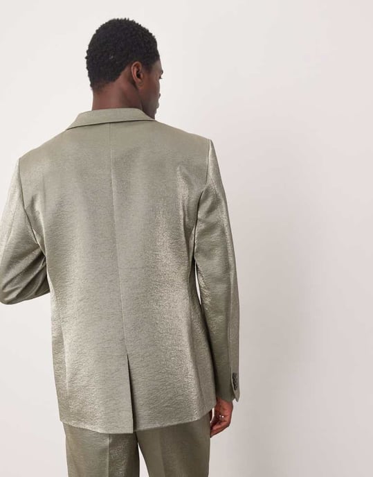 ASOS DESIGN smal kostymjacka i silvermetall - Image 4