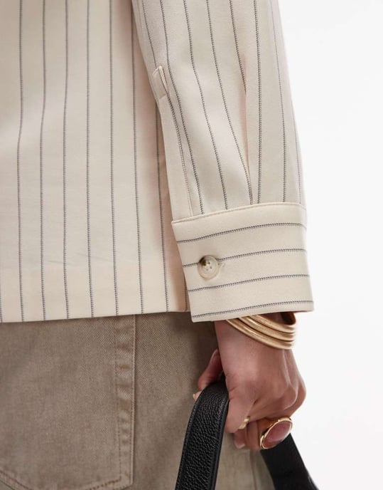 Topshop blazer i krämrandig - Image 2