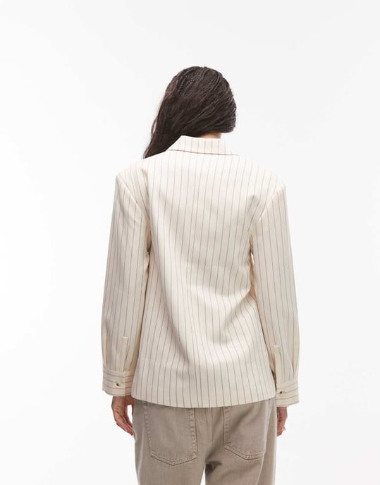 Topshop blazer i krämrandig - Image 3
