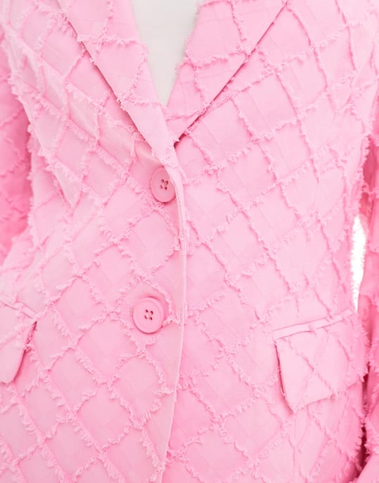 ASOS DESIGN skräddarsydd kavaj i texturerad rutigt i rosa - Image 2