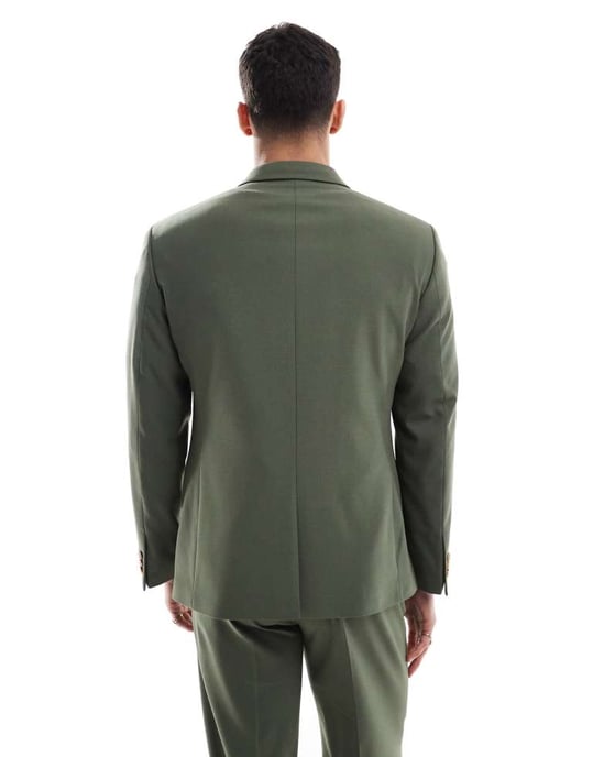 ASOS DESIGN dubbelknäppt slim passform kavaj i mörkgrön - Image 4