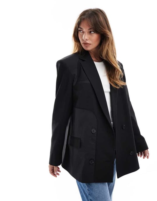 ASOS DESIGN svart oversized skräddarsydd kavaj ut-och-in - Image 2