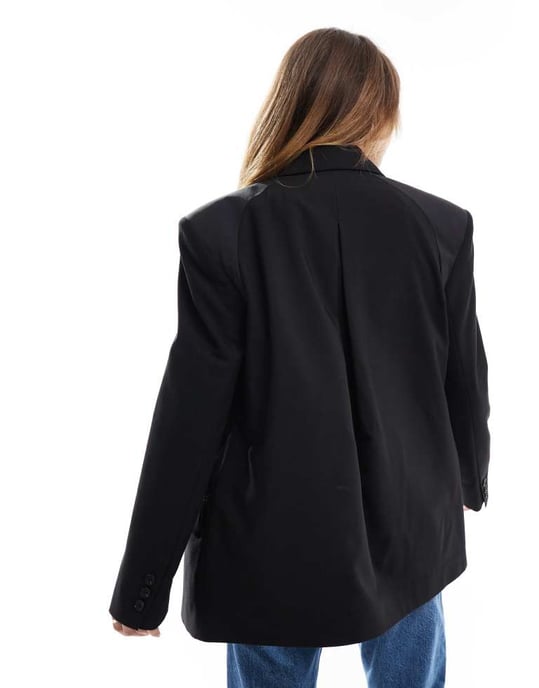 ASOS DESIGN svart oversized skräddarsydd kavaj ut-och-in - Image 4