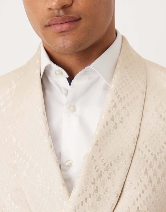 ASOS DESIGN regular festkostymjacka i stengrå jacquard - Image 2