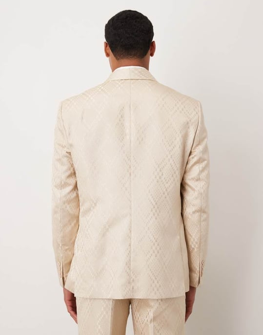 ASOS DESIGN regular festkostymjacka i stengrå jacquard - Image 3