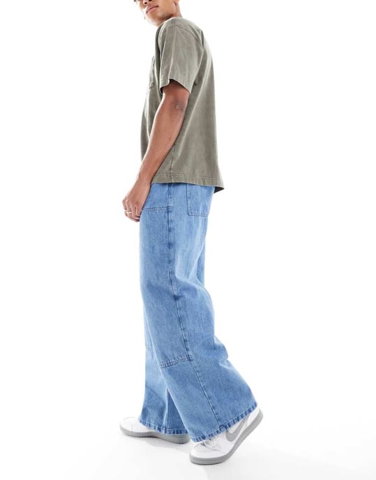 ASOS DESIGN super baggy snickarjeans i indigovask - Image 3