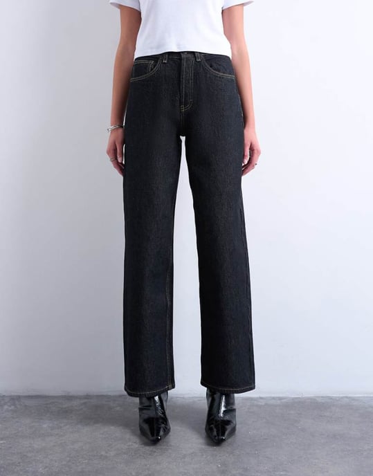Topshop Kolonn midjejeans i svart ecru - Image 1