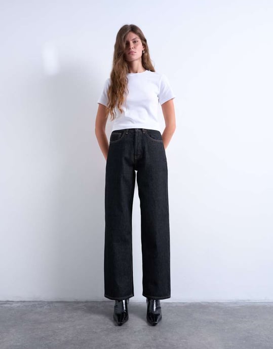Topshop Kolonn midjejeans i svart ecru - Image 2
