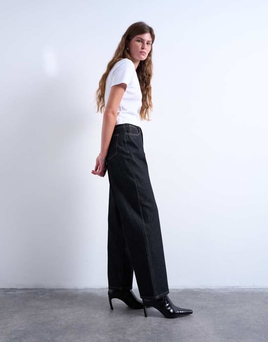 Topshop Kolonn midjejeans i svart ecru - Image 3