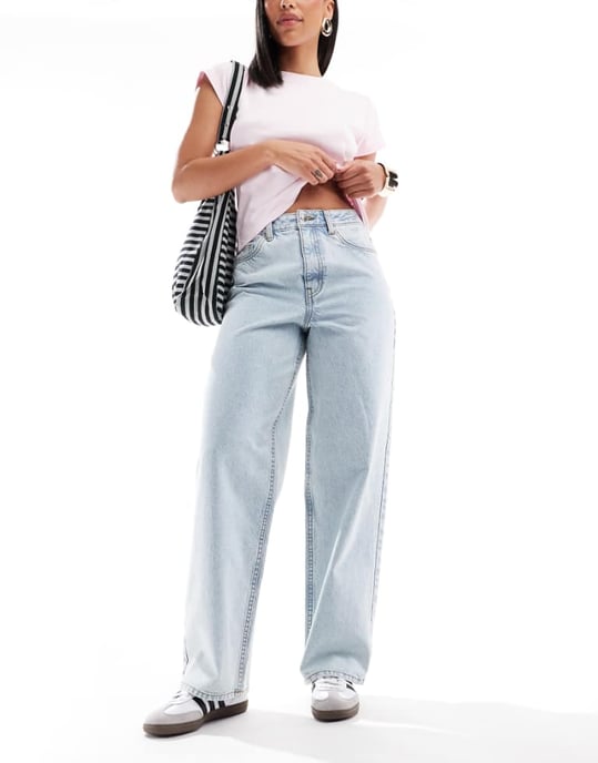 Miss Selfridge baggy jeans i ljus blekt tvätt - Image 1