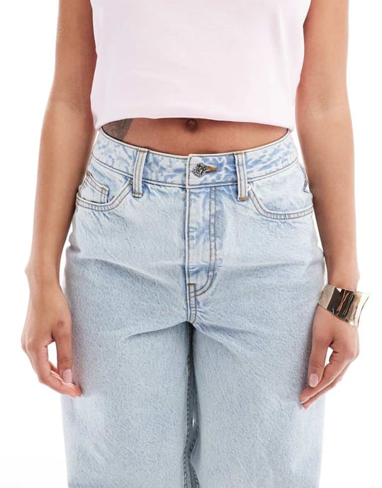 Miss Selfridge baggy jeans i ljus blekt tvätt - Image 4