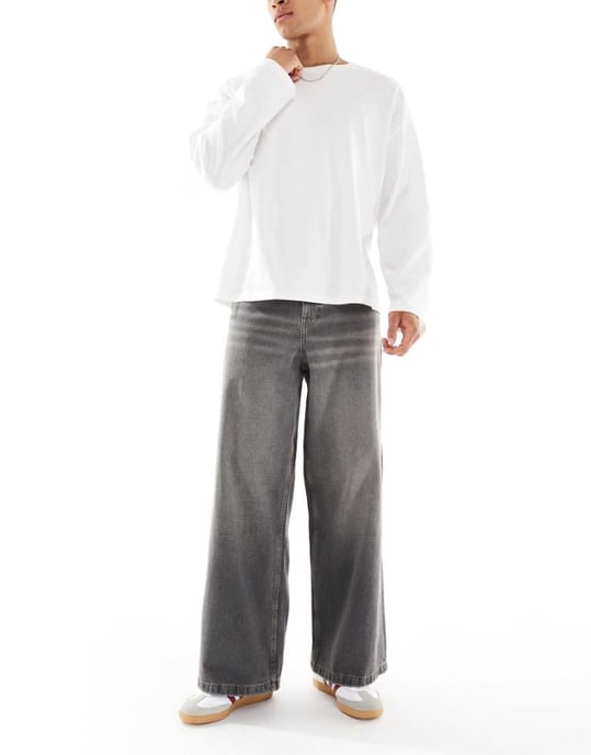 ASOS DESIGN lösa jeans i tvättad svart - Image 1