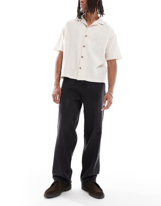 Redefined Rebel baggy jeans i tvättad svart - Image 1