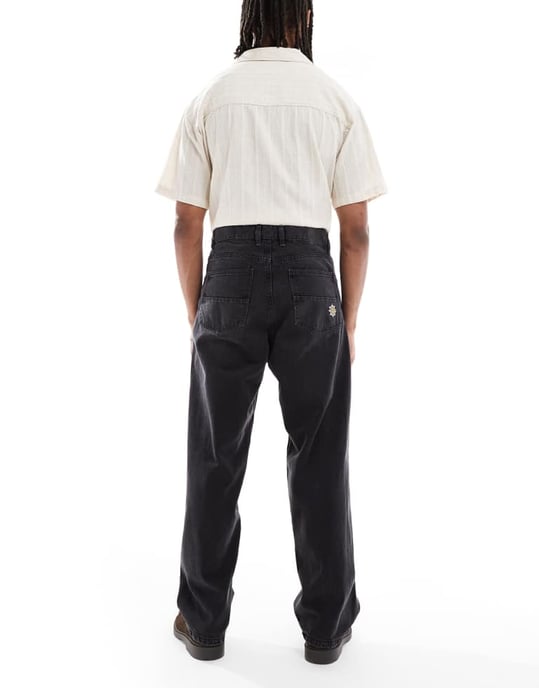 Redefined Rebel baggy jeans i tvättad svart - Image 2