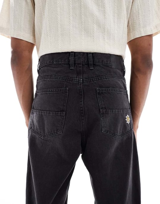 Redefined Rebel baggy jeans i tvättad svart - Image 4