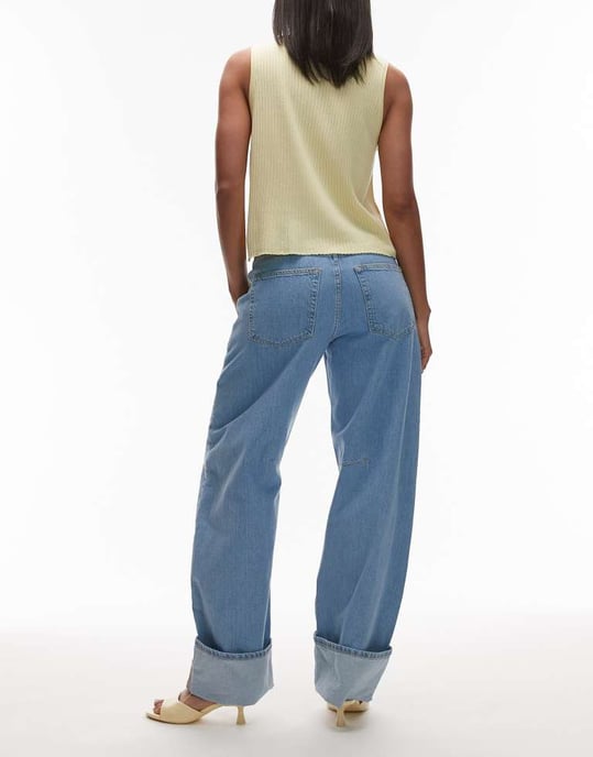 Topshop Barrel upprullad jeans i blekning - Image 2