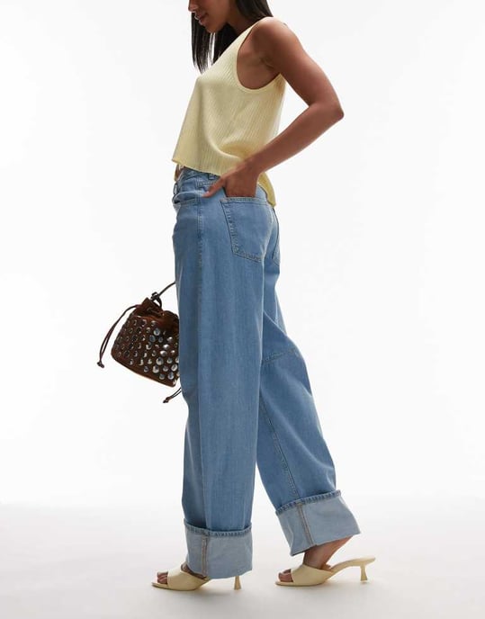 Topshop Barrel upprullad jeans i blekning - Image 3