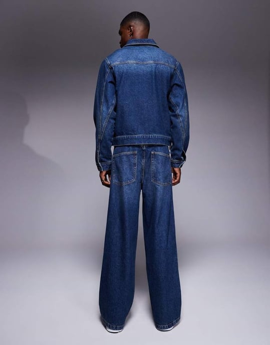 ASOS DESIGN co-ord extremt baggy jeans i medtvätt - Image 2