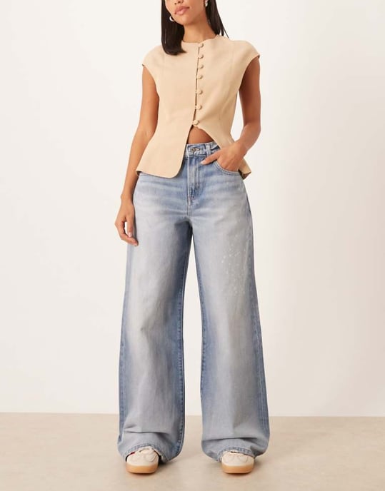 Calvin Klein Jeans vida byxor med stänkmönster i acid wash - Image 1
