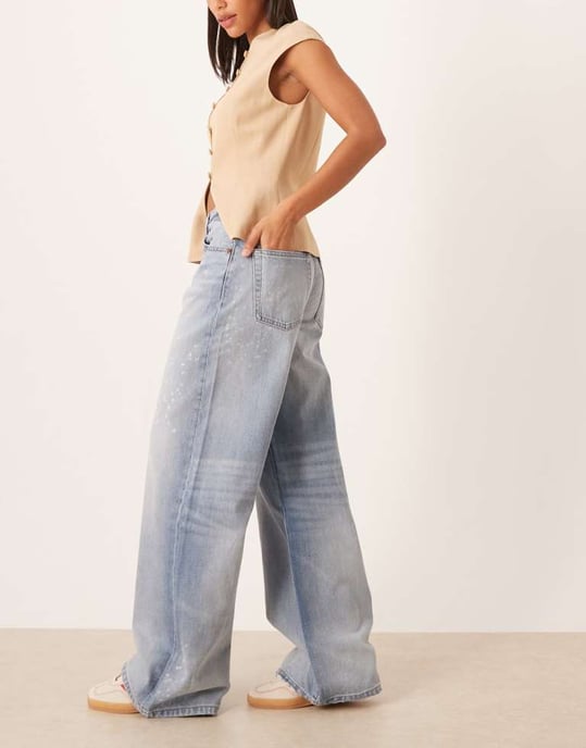 Calvin Klein Jeans vida byxor med stänkmönster i acid wash - Image 3
