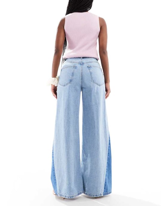 ASOS DESIGN högmidjade palazzojeans med revor och nedsläppt fåll - Image 3