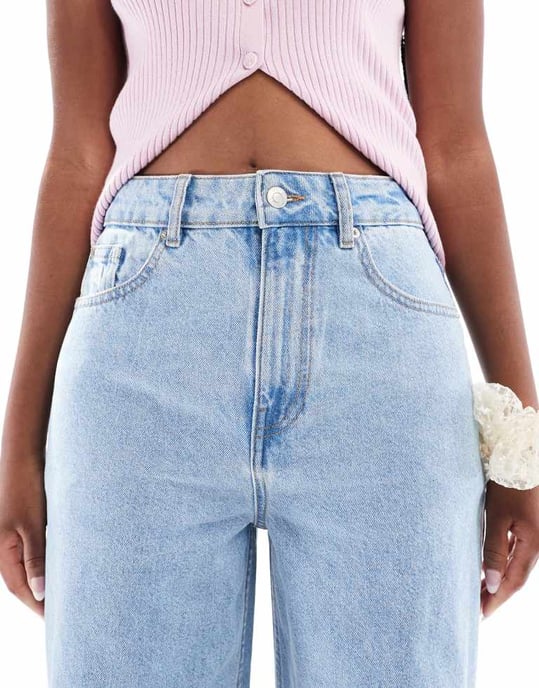 ASOS DESIGN högmidjade palazzojeans med revor och nedsläppt fåll - Image 4