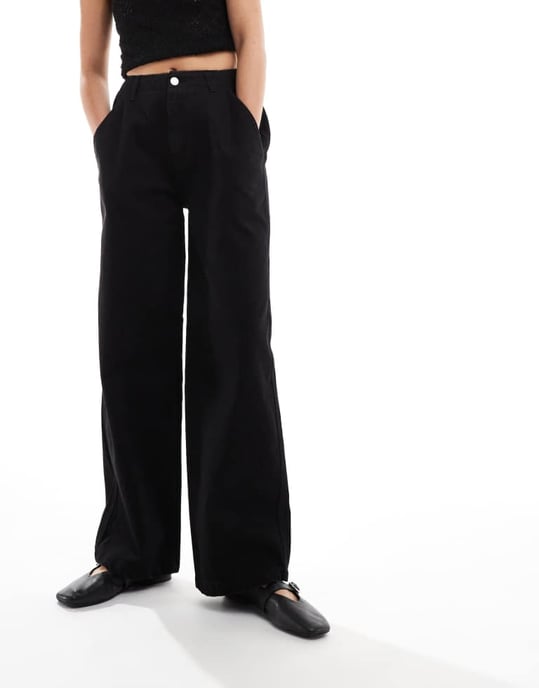 Kaiia exklusiva bomullsrika vida jeans i svart - Image 3