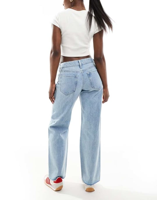 Hollister låg midja baggy råkant jeans i blekning - Image 3