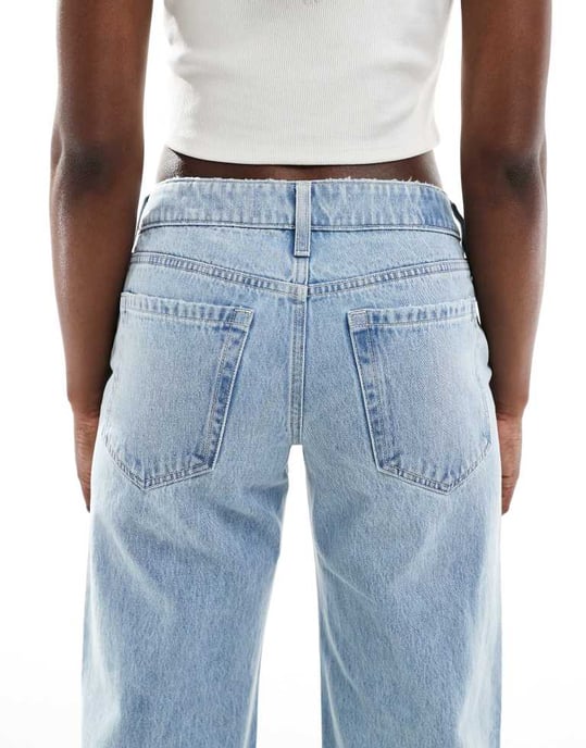 Hollister låg midja baggy råkant jeans i blekning - Image 4