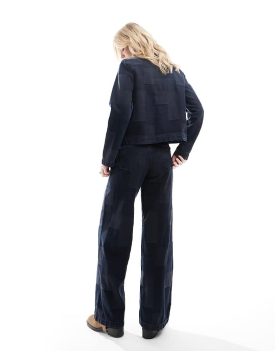 Vero Moda Remy vida patchwork jeans-set i mörkblå denim - Image 2
