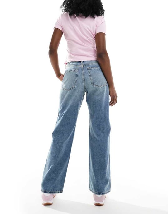 Hollister curvy hög midja baggy jeans i ljusblå - Image 2