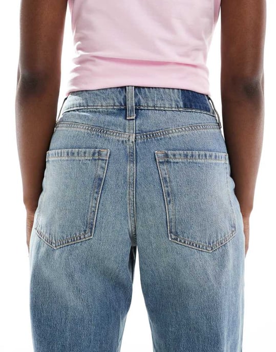 Hollister curvy hög midja baggy jeans i ljusblå - Image 4