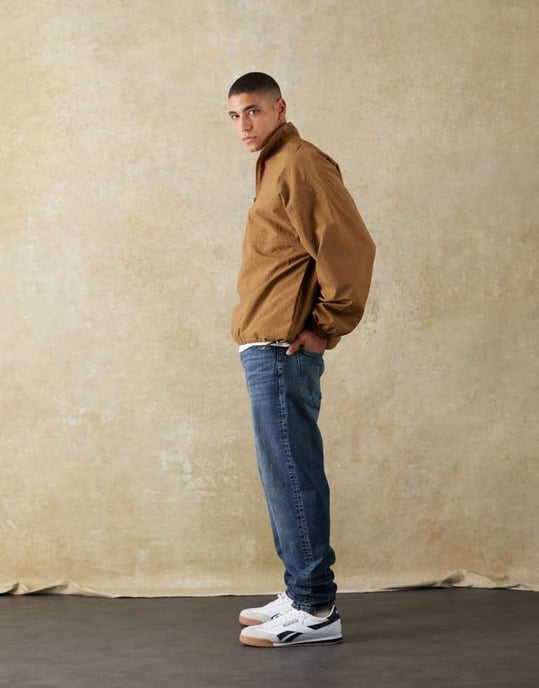 ASOS DESIGN stretch tapered jeans i mörk tvätt blå - Image 2