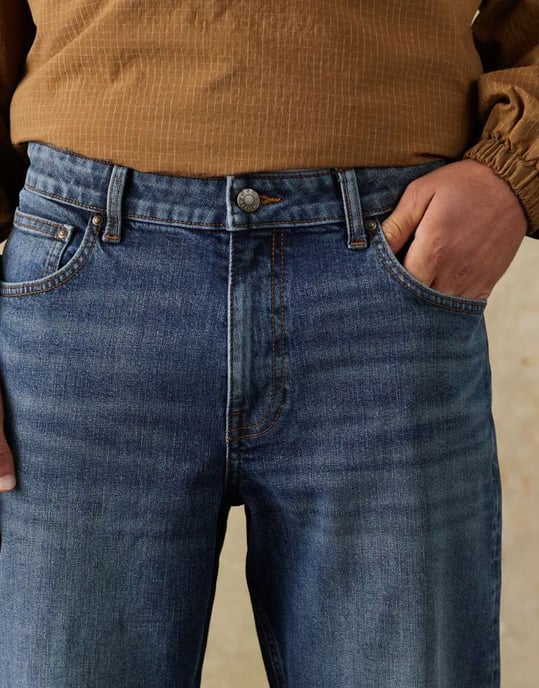 ASOS DESIGN stretch tapered jeans i mörk tvätt blå - Image 4