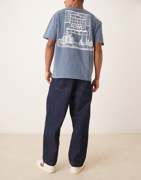 ASOS DESIGN avslappnade tapered jeans i rå tvätt - Image 2