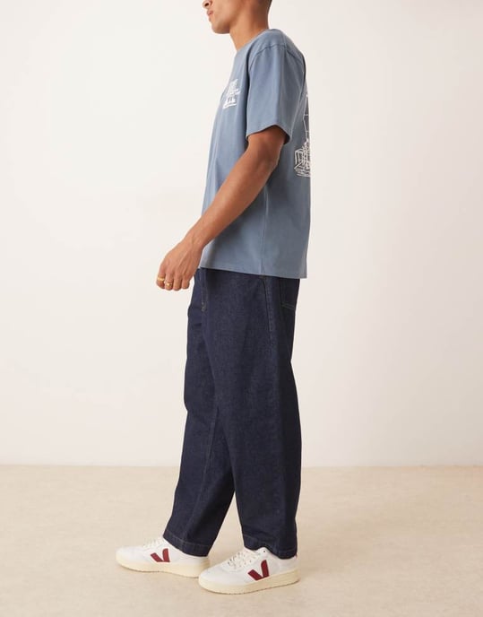 ASOS DESIGN avslappnade tapered jeans i rå tvätt - Image 3