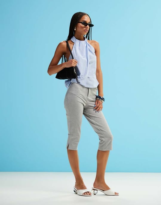 ASOS DESIGN ponte capri-byxa i grått - Image 1
