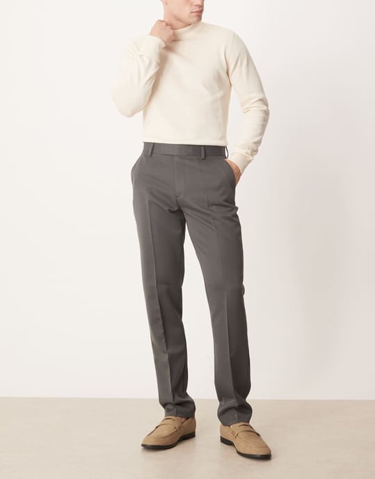 ASOS DESIGN smart slim fit byxor i kolgrå - Image 2